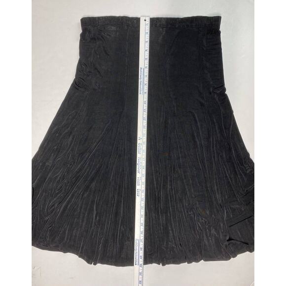 Laura Ashley Slinky Knit Midi Skirt Small Black Pleats Stretch Elastic Travel - Picture 3 of 6